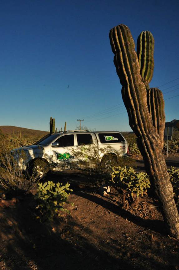 Atravessando o deserto na estrada entre Santa Rosalía e San Ignacio, na Baja California - México